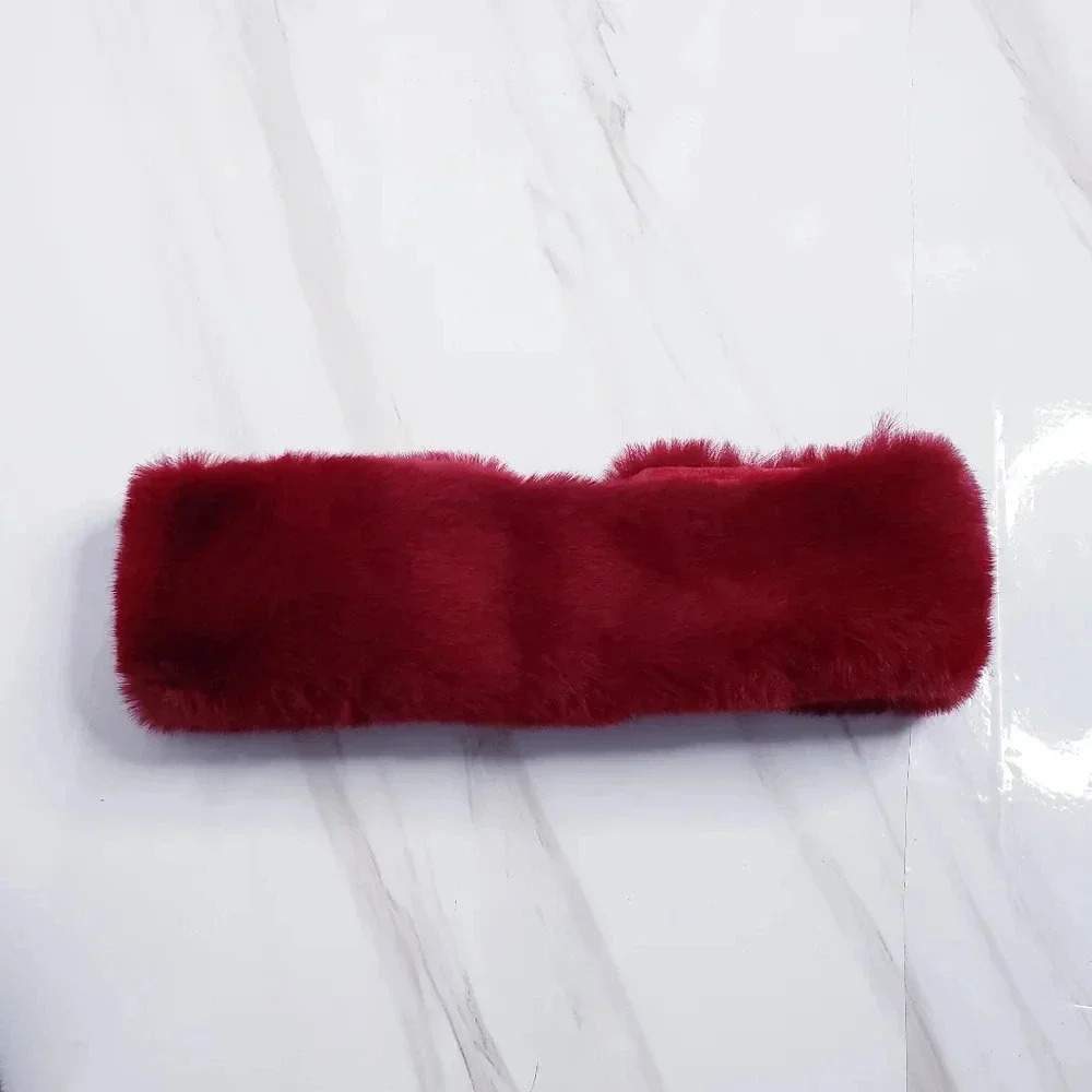 Chico’s Faux Fur Headband Holly Red Cold Weather Lined Cozy Soft